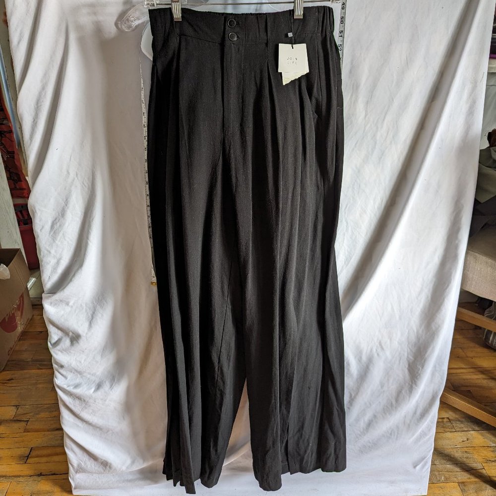 Zara Women's Black Pants Long Flowy w/ Large Leg Slit